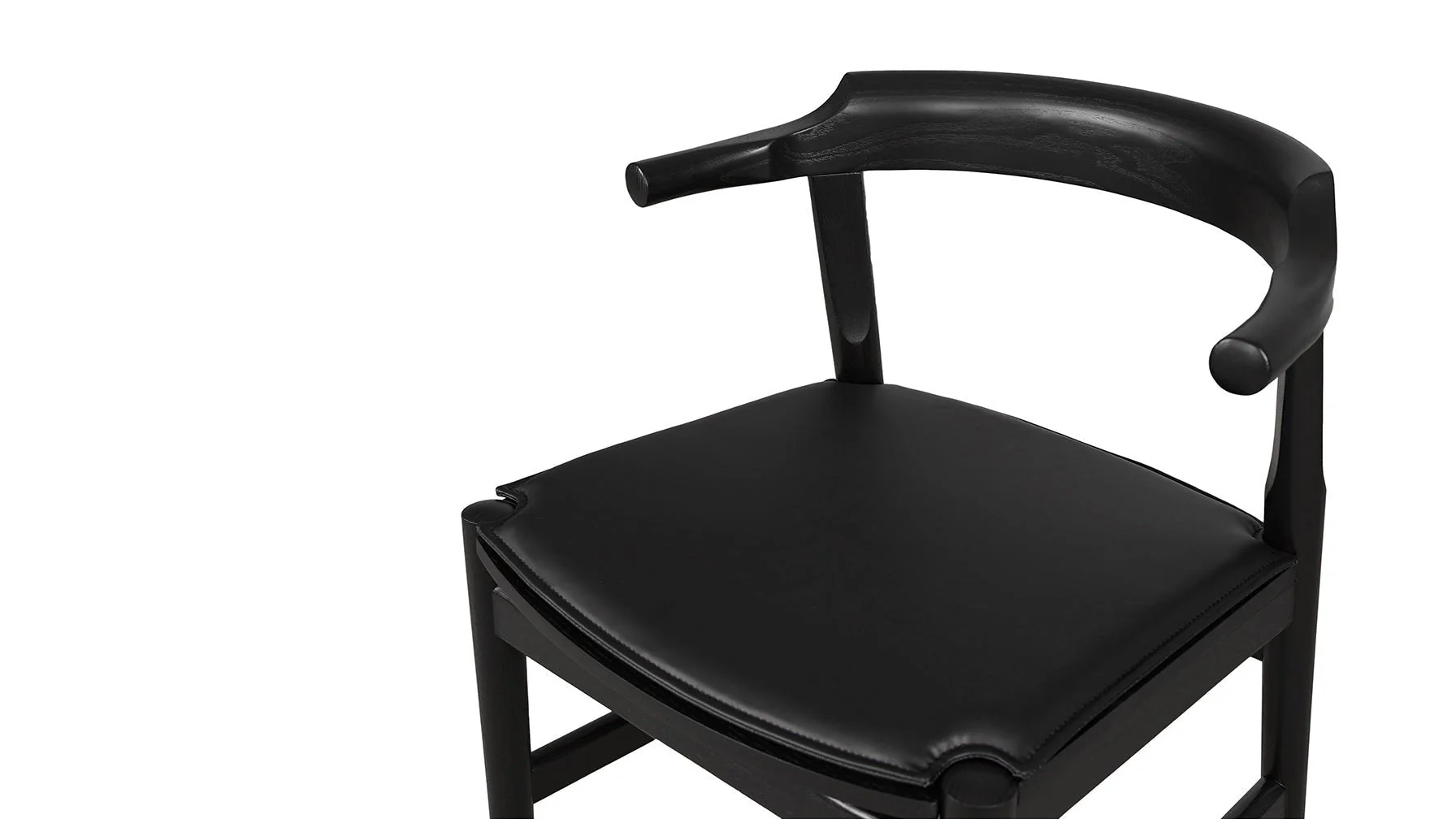 Tuck In Dining Chair with Black Cushion, Black Ash - Image 6