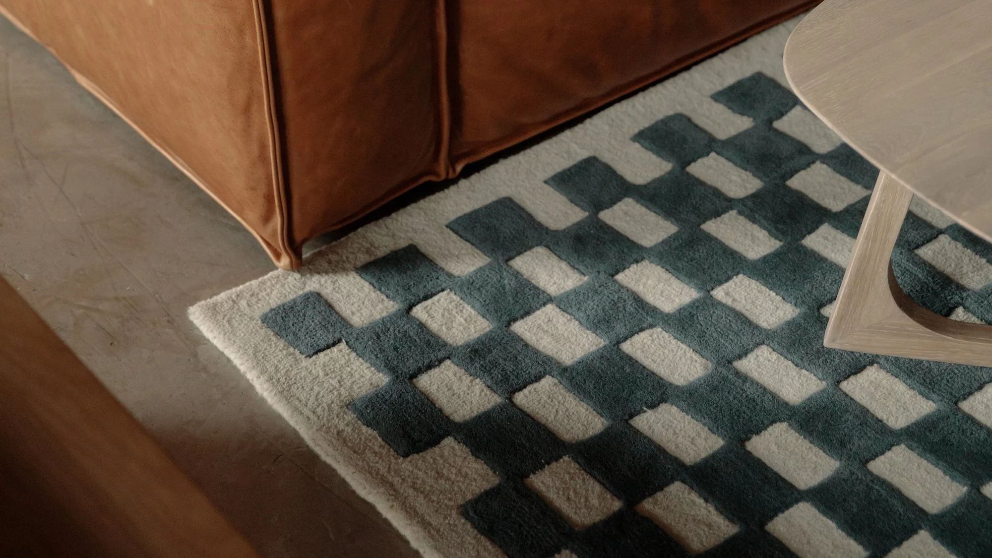 Checkers Rug x Scott Sueme, 5x7, Teal - Image 4
