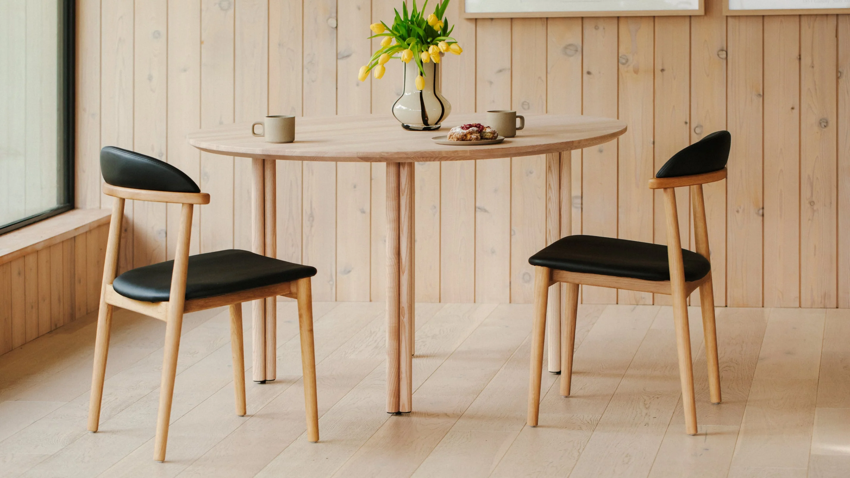 Count On Me Armless Dining Chair (Set of Two), Oak, Black Seat - Image 11