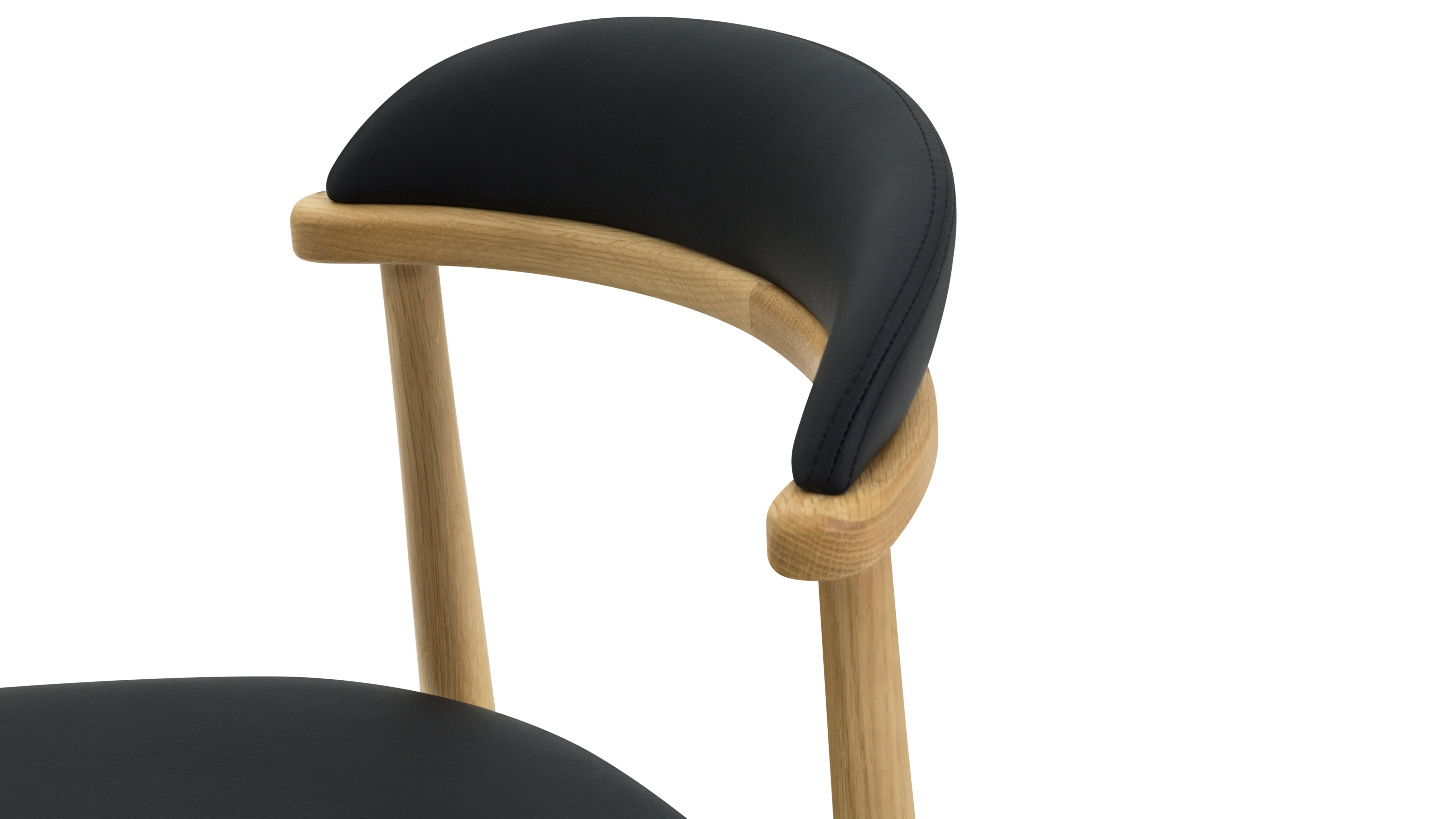 Count On Me Armless Dining Chair (Set of Two), Oak, Black Seat - Image 7
