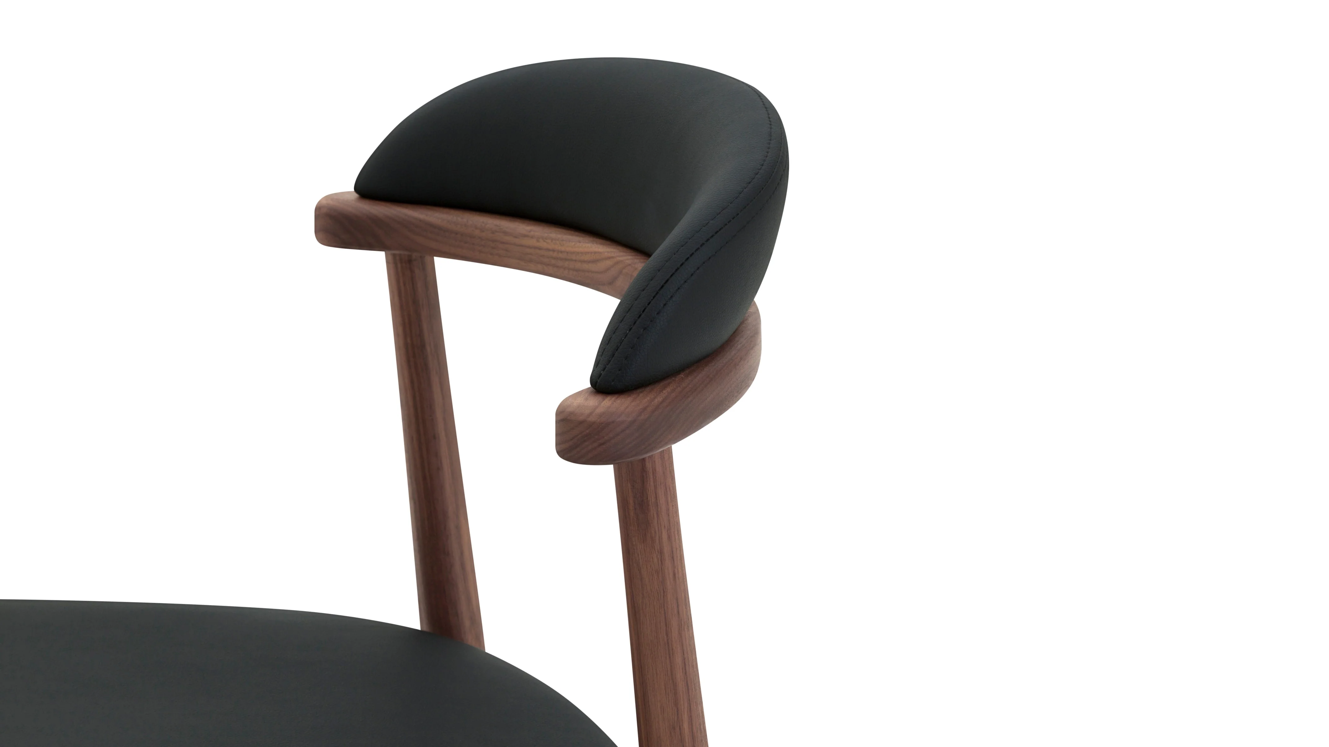 Count On Me Armless Dining Chair (Set of Two), Walnut, Black Seat - Image 7