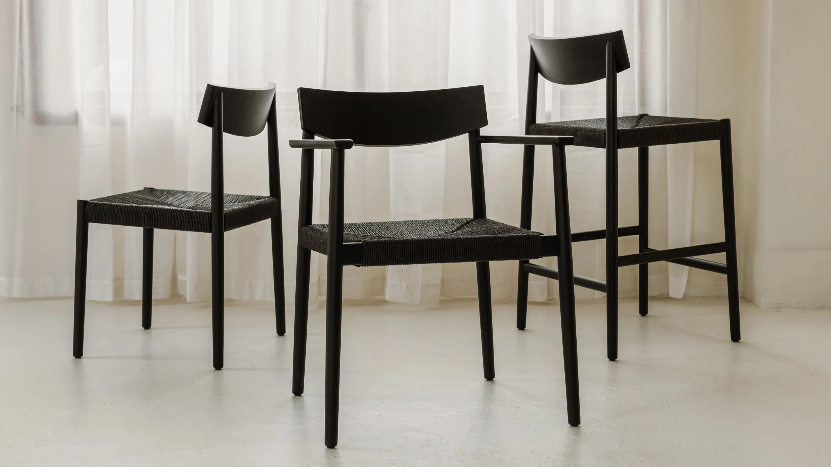 Dinner Guest Counter Stool, Black Oak/ Black Papercord Seat - Image 4