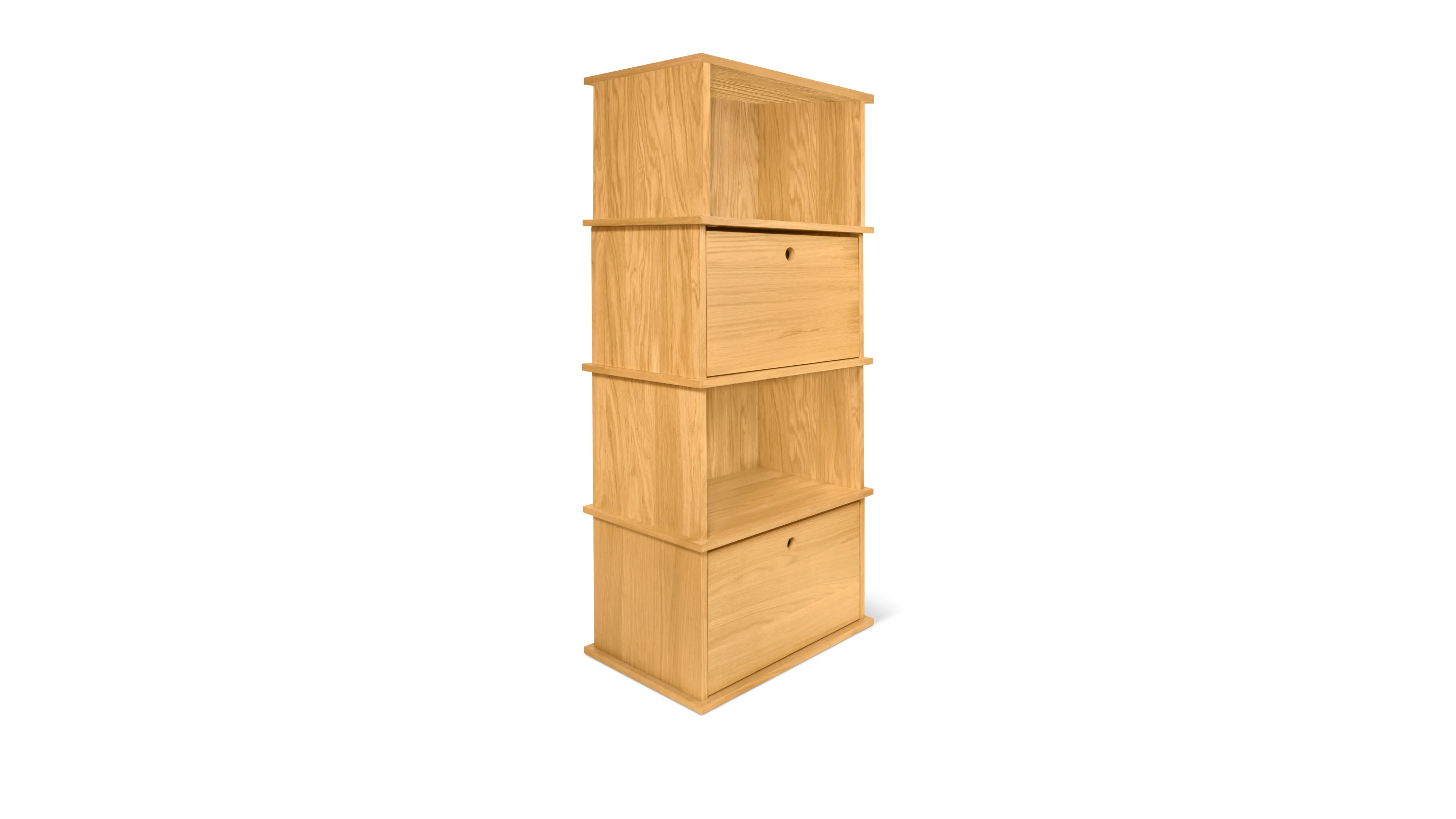 Keep Stacking Storage System 4-Piece Tall, Open and Closed, White Oak - Image 4