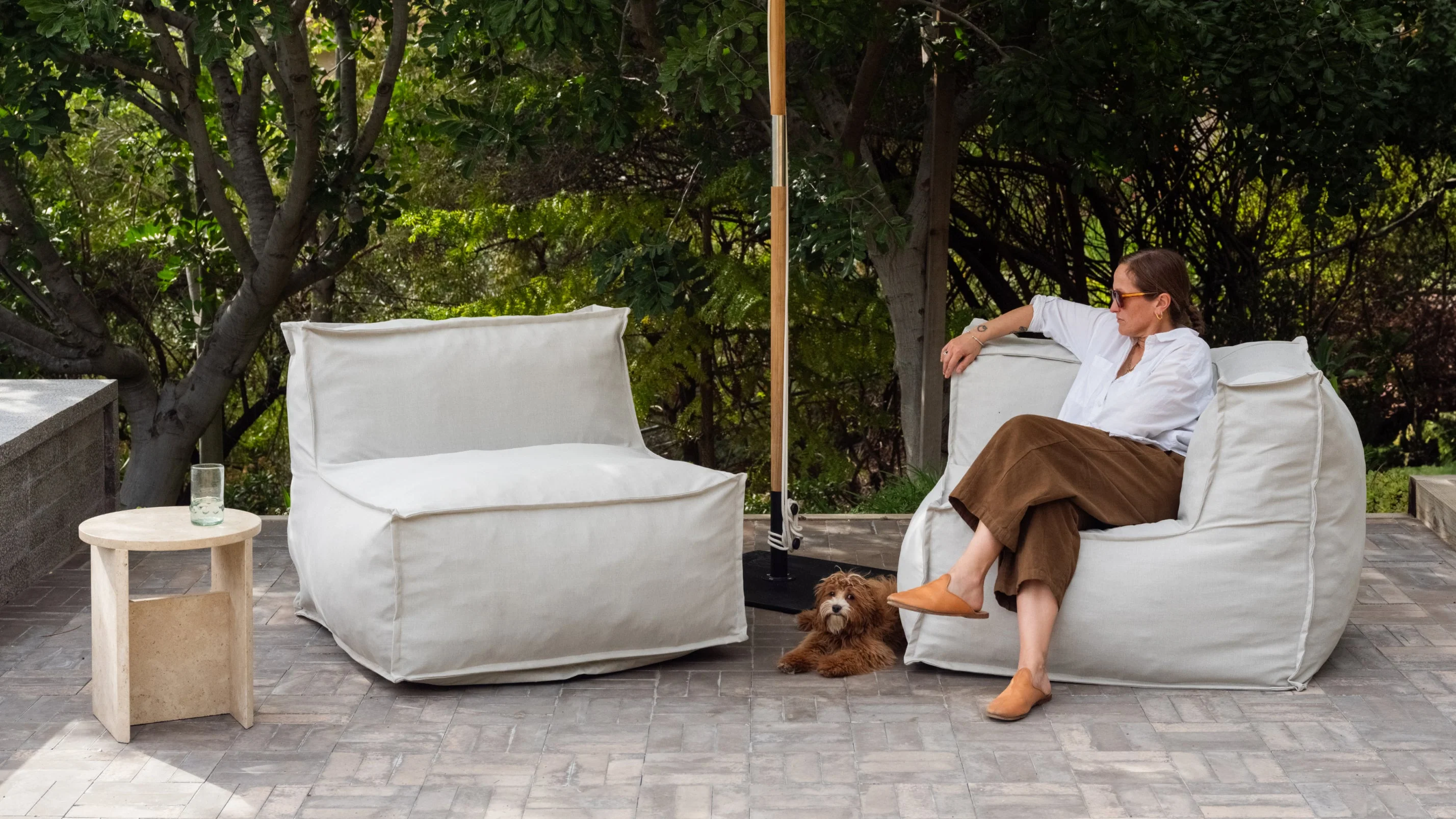 Make Waves Outdoor Armless Chair, Gull - Image 3