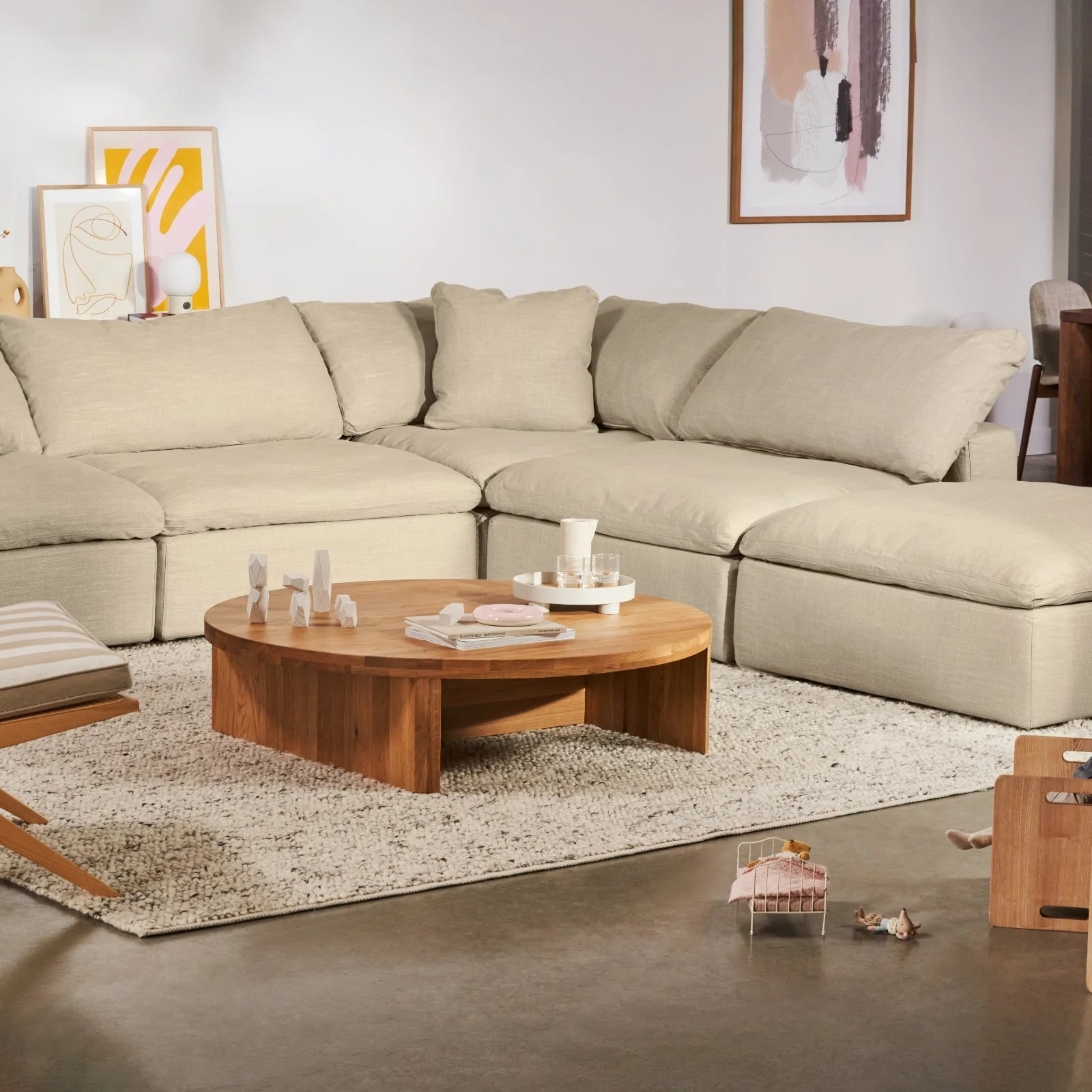 Movie Night™ 4-Piece Modular Sectional Closed, Large, Light Pebble