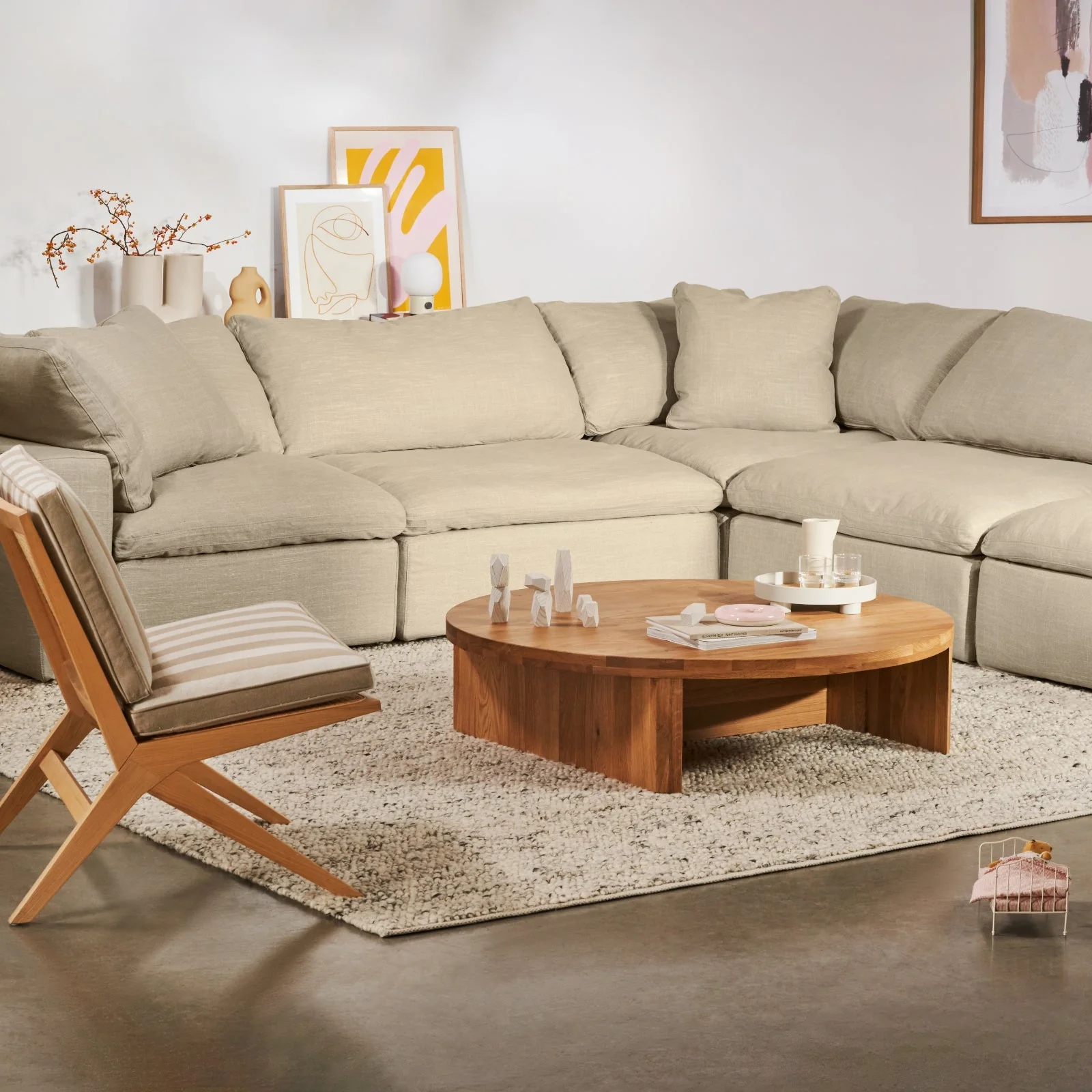 Movie Night™ 5-Piece Modular Sectional Closed, Standard, Light Pebble