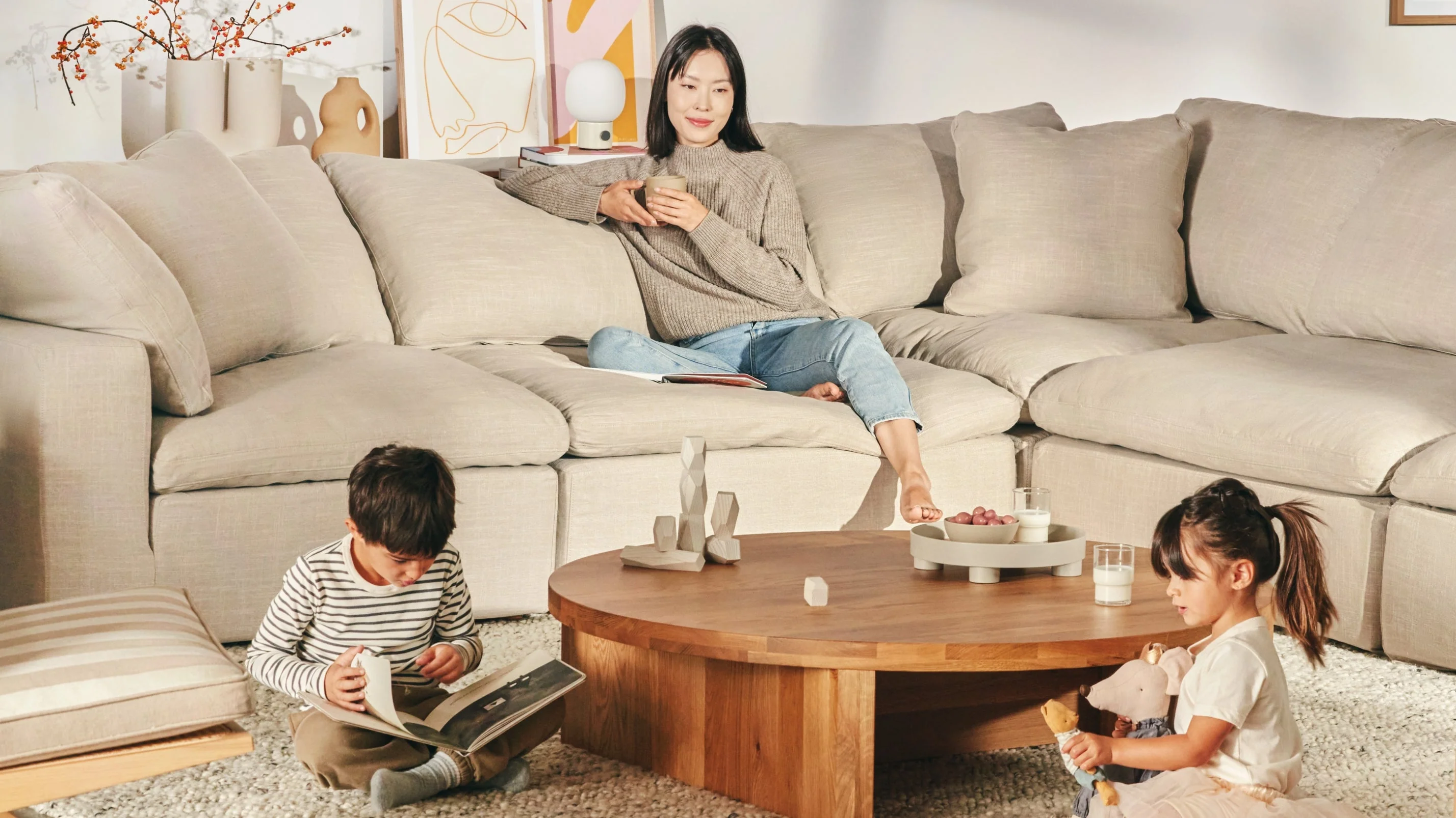 Movie Night™ 5-Piece Modular Sectional Closed, Standard, Light Pebble - Image 7