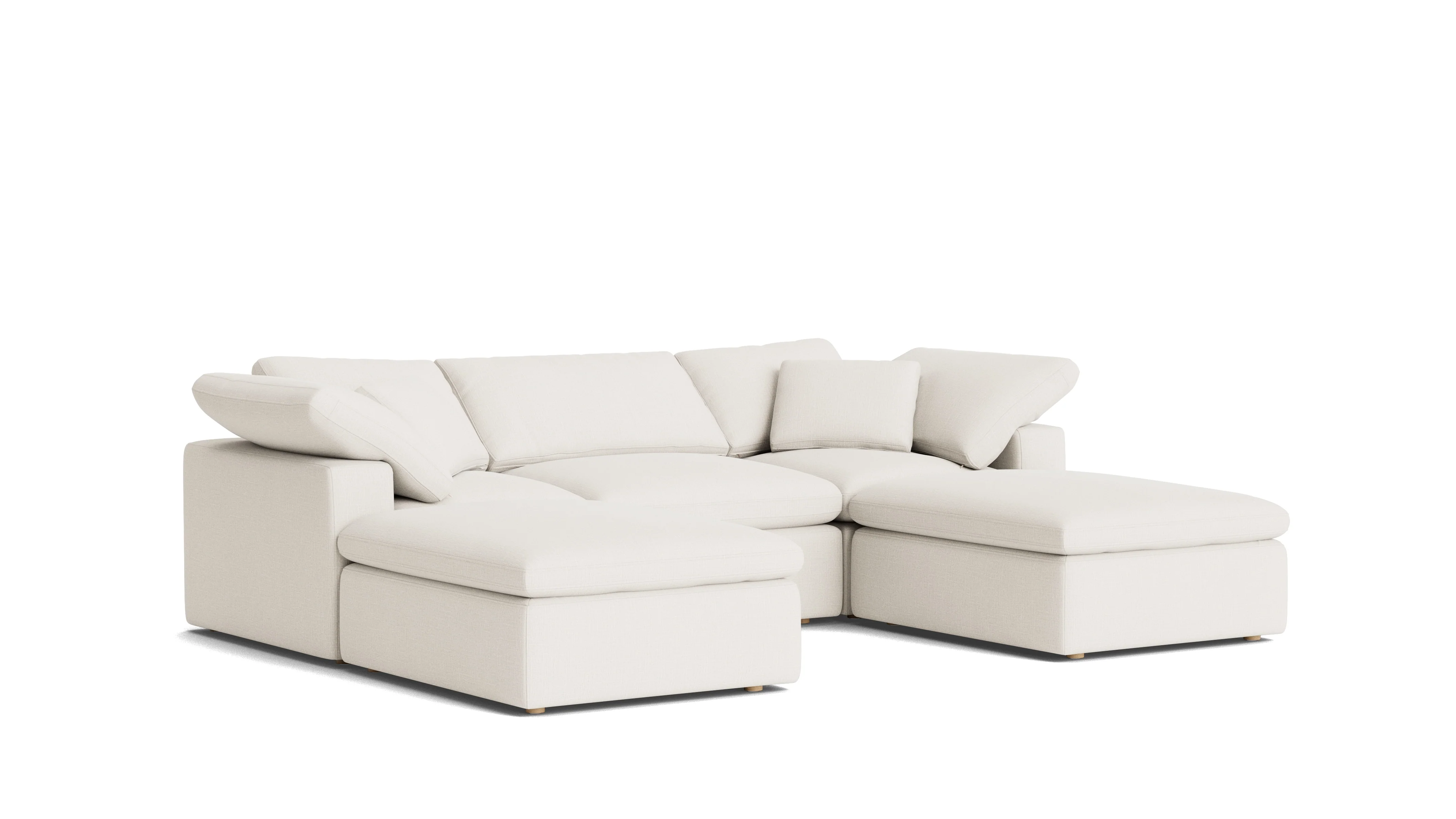 Movie Night™ 5-Piece Modular U-Shaped Sectional, Standard, Cream Linen - Image 3