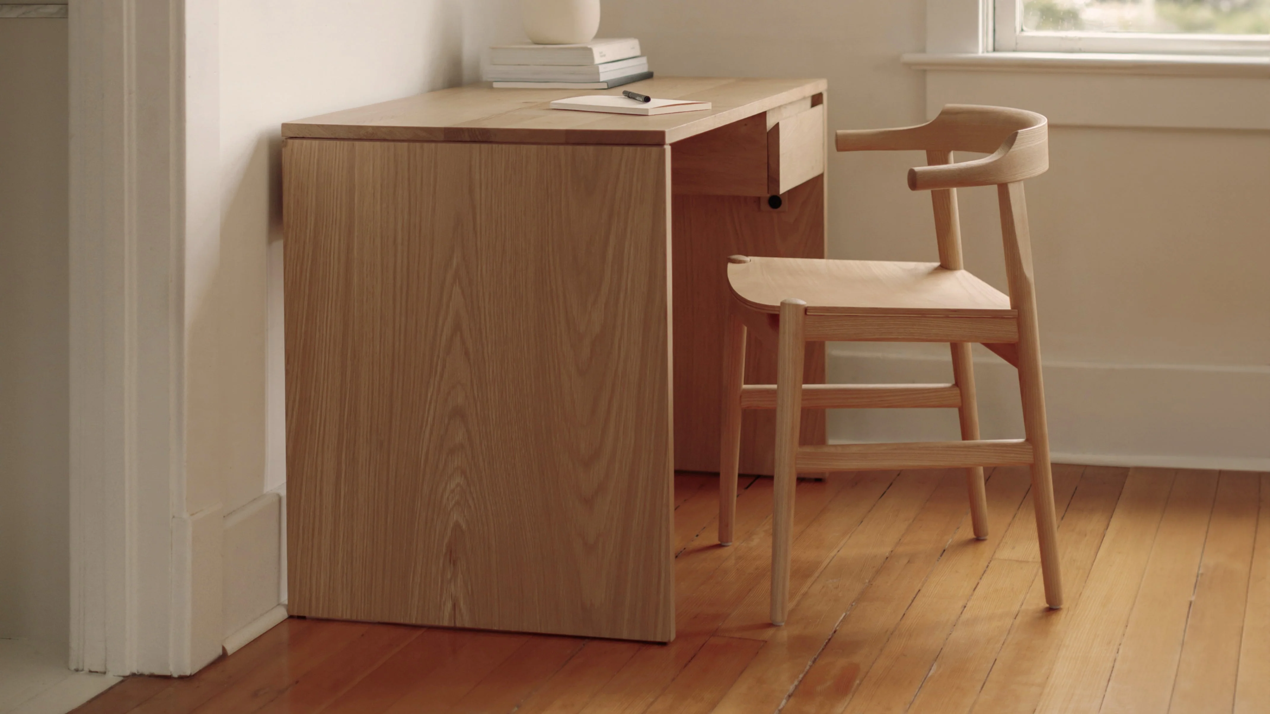 Tuck In Dining Chair, Wood Seat, Stained Oak - Image 4