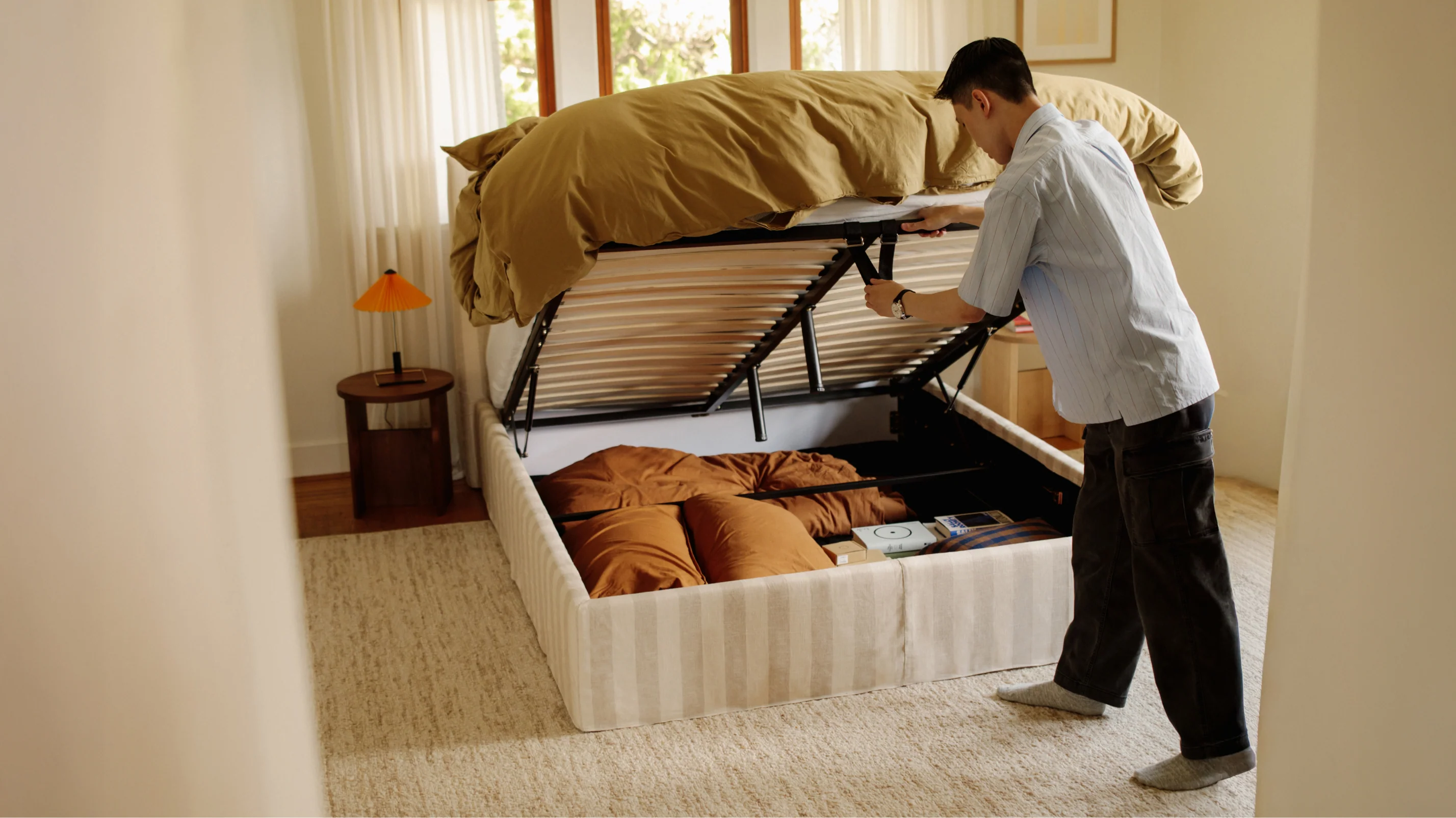 Wave Storage Bed, King, Dover Stripe - Image 11